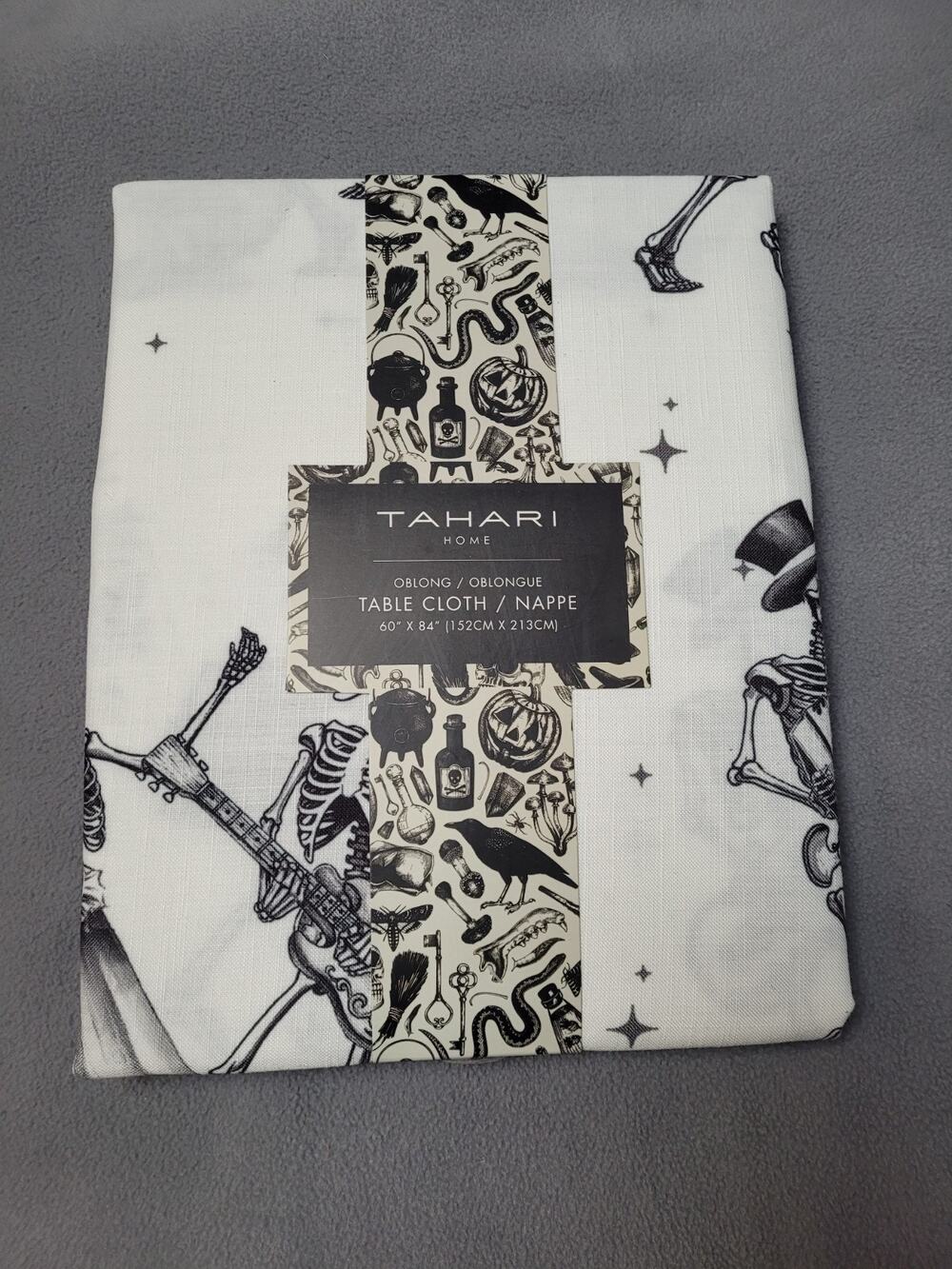 Tahari Home Oblong Halloween Dancing Skeletons Tablecloth 60 X 84
